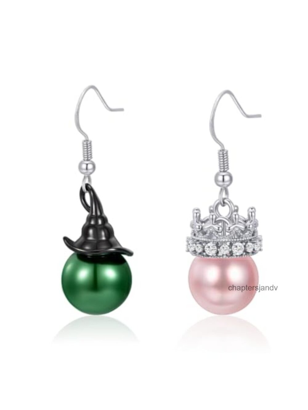 Pearl Witch Earrings Rhinestone Crown Drop Dangle Lever Back Jewelry Gift